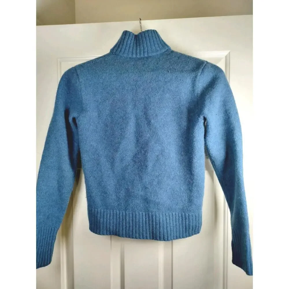 Polo Ralph Lauren Full Zip Lambswool Sweater Blue Mens Small‎ Two-Way Zipper